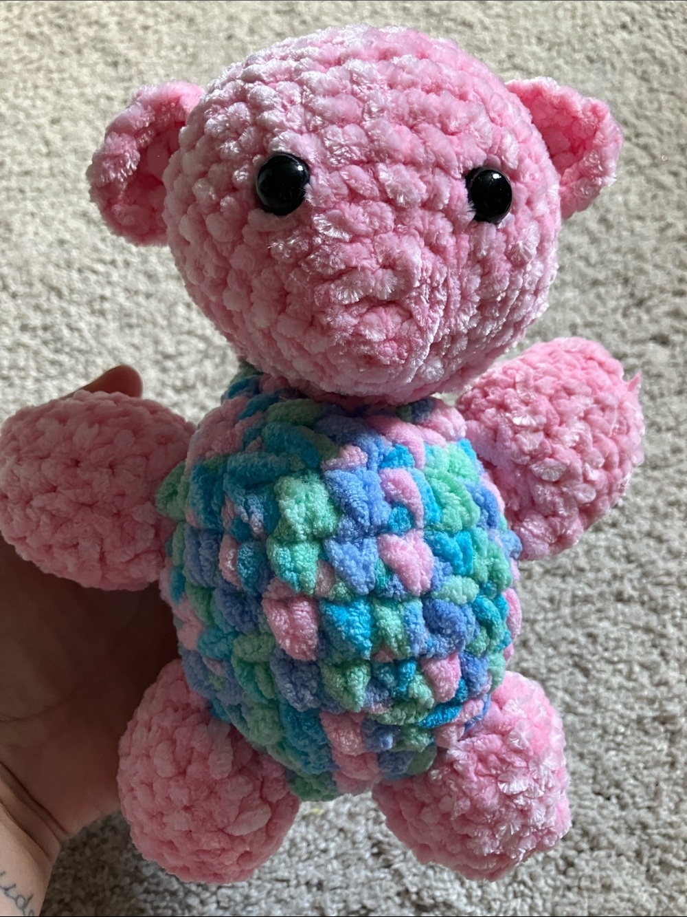 Crochet Bear Pink Multicolor 8 inch